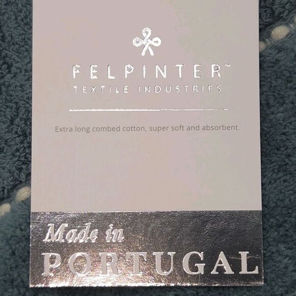 Felpinter 6pc 100% Cotton Towels Set Dark Aqua Stitched Stripe Made in Portugal - Picture 3 of 11